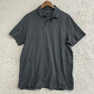 NWOT Banana Republic Men's L Cotton Polo Shirt Gray Striped Short Sleeve